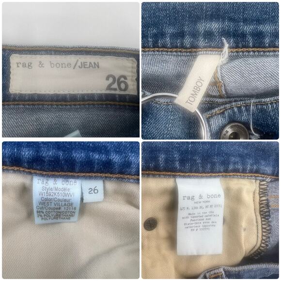 Rag & Bone Tomboy Jeans in West Village Womens 26 Blue Denim - Picture 6 of 7
